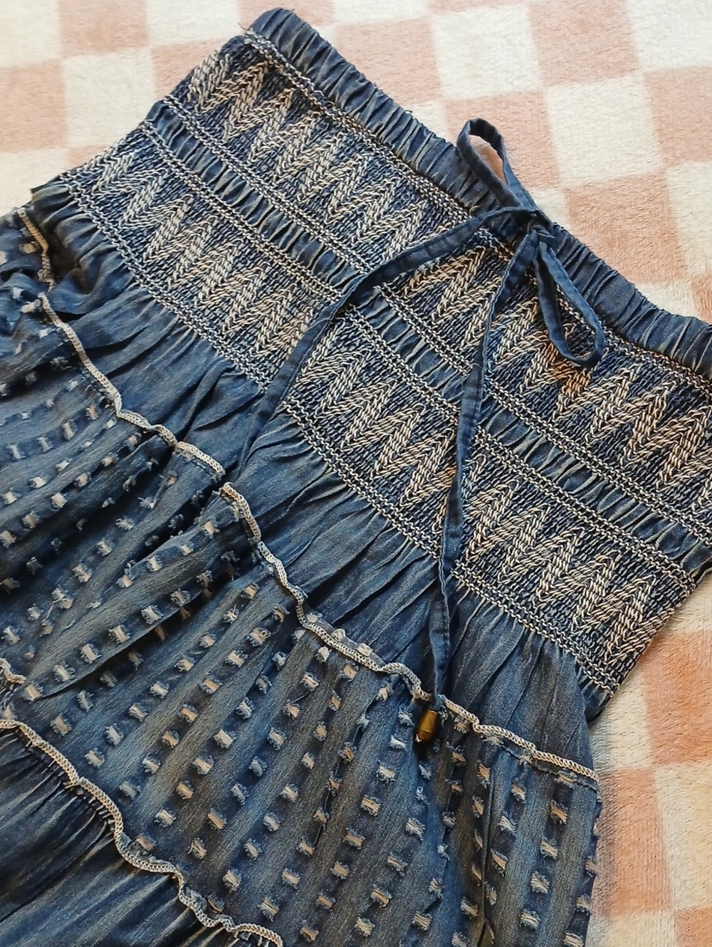 Lapis Blue Smocked Tiered Maxi Skirt - Picture 4 of 5